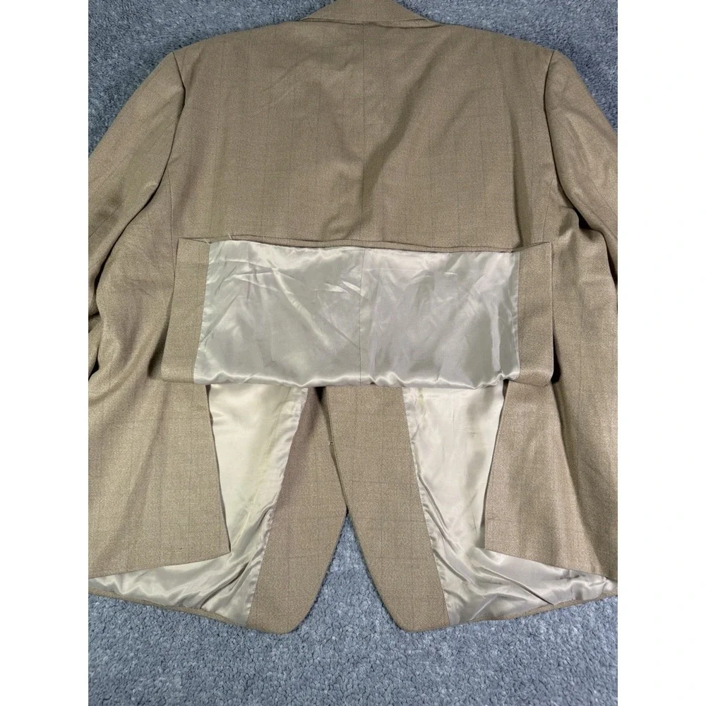 Ralph Ralph Lauren 54R Tan Brown Windowpane Plaid Silk Wool Sport Coat Blazer
